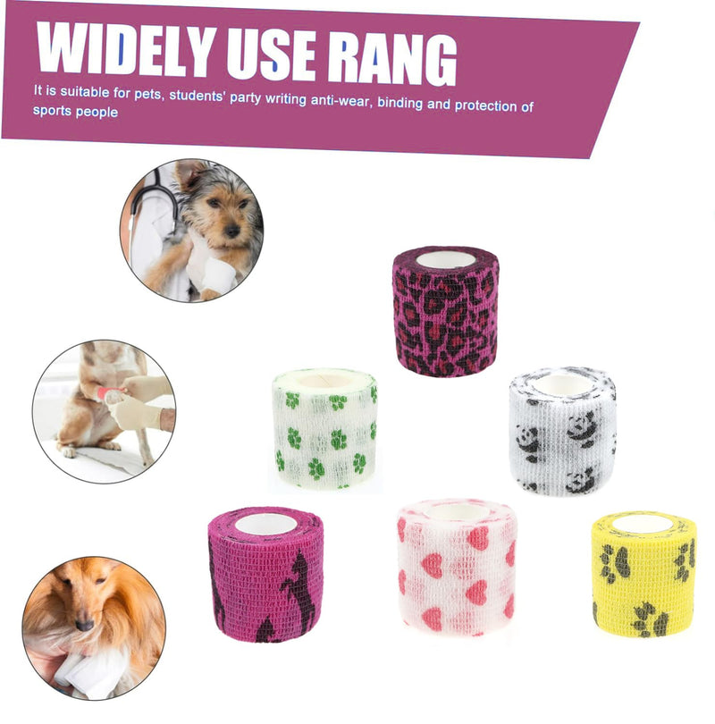 6 Rolls Vet Wrap Tape Bulk 1 Inch, Waterproof Self Adherent for Horses Dogs Cats Animals Pets(Love, Horse, Leopard Print, cat and so one) who was injure or Have Wounds (Cartoon) - BeesActive Australia