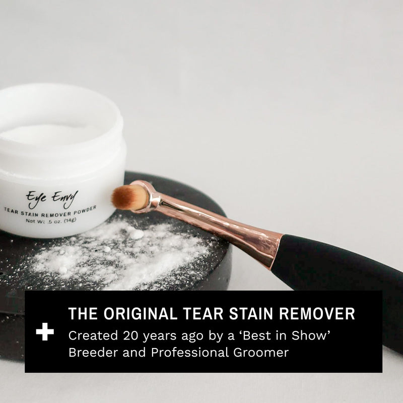 Eye Envy Dog Tear Stain Remover Starter Kit with ProPowder Brush | Stain Solution, Applicator Pads, Stain Powder and Small Applicator Brush | Lasts 30-45 Days 1 Count (Pack of 1)