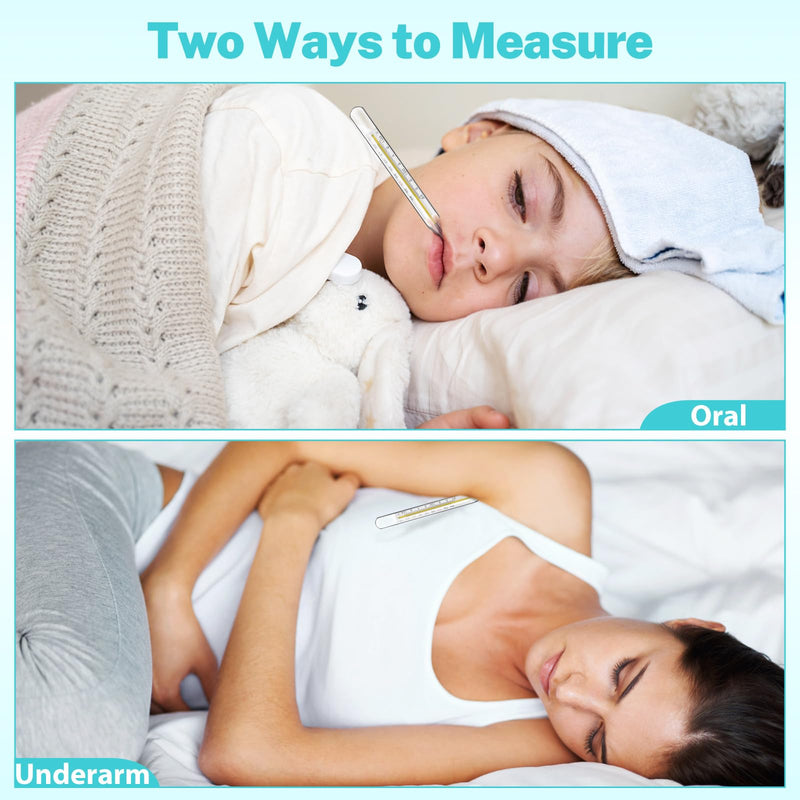 MAGICLULU 5Pcs Oral Temperature for Adults, Dual Scale ℃ & ℉ Glass Traditional Underarm Body Temperature with Case, Accurate Measurement for Kids Babies Elderly Home Family Clinics Fever Indicator - BeesActive Australia