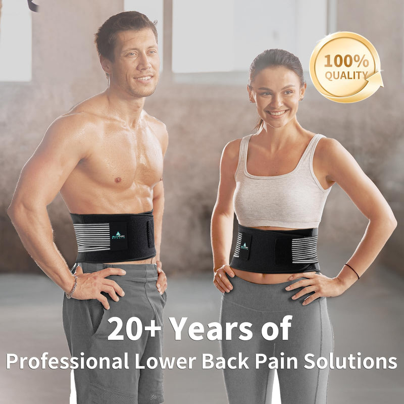AllyFlex Sports® Back Brace Lower Back Pain Relief - Back Brace for Women and Men Under Clothes Lower Lumbar Support to Improve Posture - L Large (Pack of 1)
