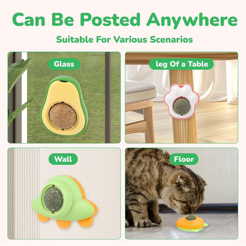 Cat Nip Ball Catnip Balls for Cat Nip Toys for Indoor Cats Catnip Balls That Stick On Wall 5 Piece(3 Catnip Balls, 2 Worm Gall Balls) with 2 Replacement Catnip Balls As Present - BeesActive Australia