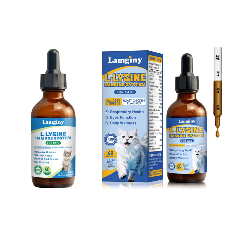 Lysine Supplement for Cat & Lysine Drops for Cats - Immune Support Supplement with L-Taurine, Vitamins