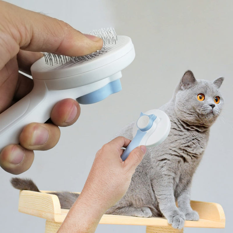 Cat Brush Dog Brush for Short Hair and Long Hair, Self-Cleaning Slicker Dog Brush for Pets Removes Loose Hair Tangles, Pet Comb with Massage Particles is Skin-Friendly (Blue) Blue - BeesActive Australia