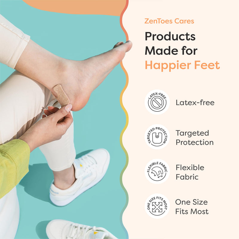 ZenToes U-Shaped Felt Callus Pads | Protect Calluses from Rubbing on Shoes | Reduce Foot and Heel Pain | Pack of 24 | 1/8” Self-Stick Pedi Cushions 24 Count Beige - BeesActive Australia