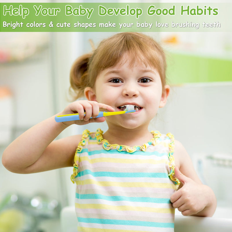 Toddler Toothbrush 4 Pack, Soft Baby Toothbrush Efficient 3 Sided Kids Tooth Brush for Ages 1-12 Years, Infant Training Tooth Brush Complete Tooth and Gum Care, Easy to Grip(Patent)