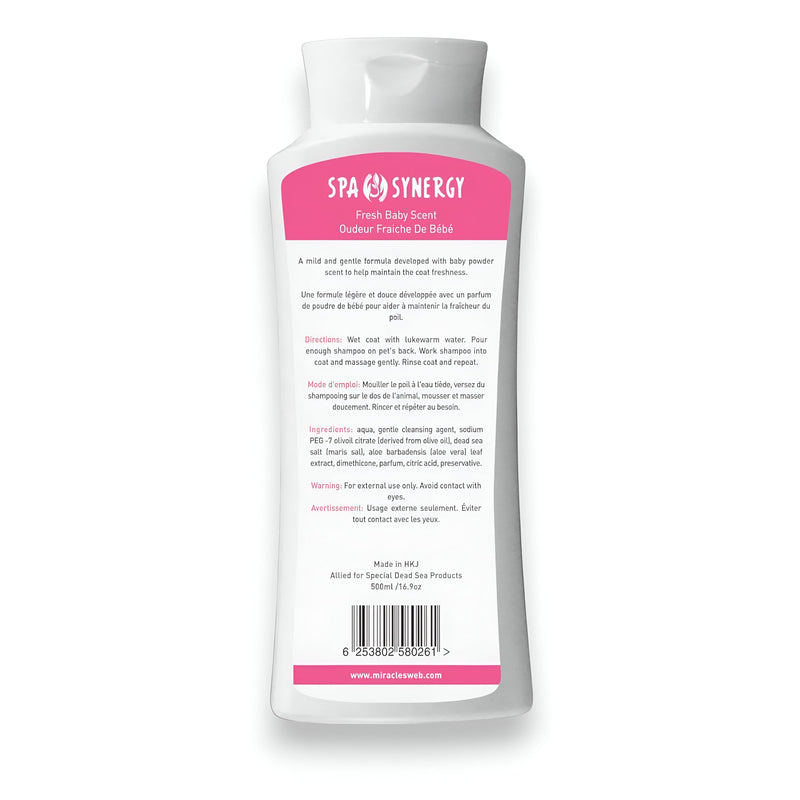 Pet Dog Shampoo Natural Dead Sea Mineral Rich, Aloe Vera, Moisturizing, Hydrating, Anti-Irritant, Fresh Baby Powder Scent – Baby Soft - (1) Bottle 16.5 FL OZ - BeesActive Australia