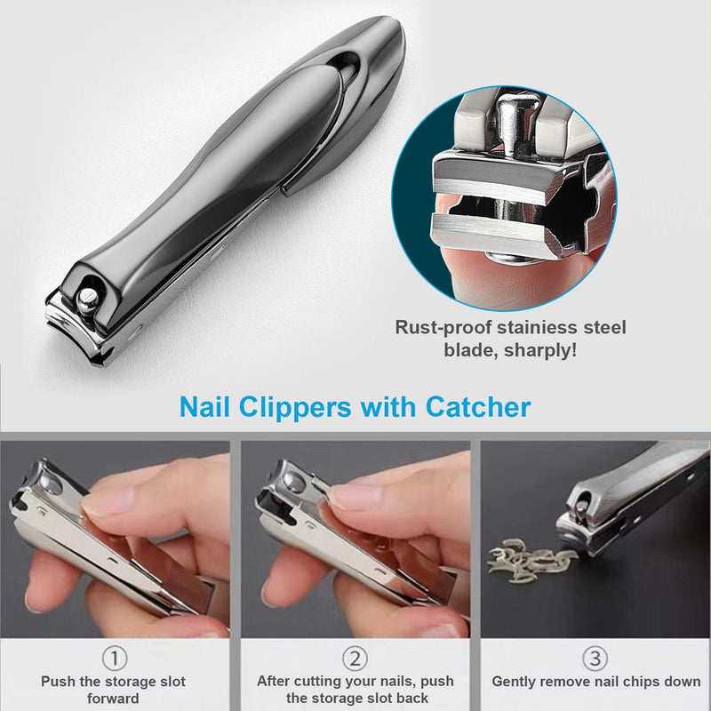 Thick Toenail Clippers, Podiatrist Toe Nail Clippers for Ingrown & Thick & Men & Seniors Toenail and Nail Surgical Grade Stainless Steel Toenail Trimmer Nipper (Grey) Black