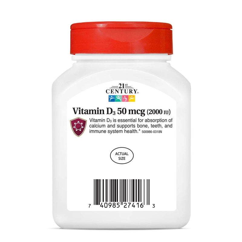 21st Century D3 2000 IU Softgels, 250 Count (Pack of 2) Unflavored 250 Count (Pack of 2)