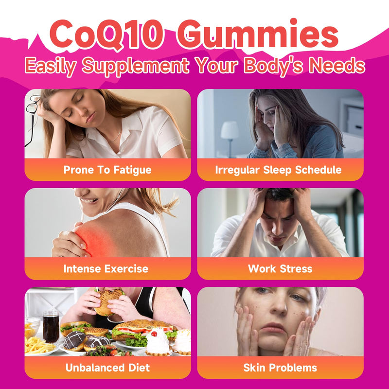 Sugar-Free CoQ10 Gummies 250mg, Plus Omega-3, Vitamin B3 & Zinc, Magnesium - High Absorption Coenzyme Q10 Supplements for Heart Health, Cellular Energy, & Antioxidant Support, 60 Count Peach 1Pack