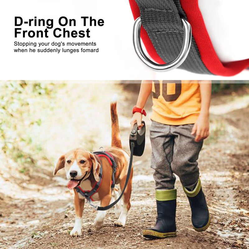 Beirui No Pull Dog Harness, No Choke Front Clip Dog Harness for Large Dogs, Adjustable Soft Padded Dog Vest harness with Easy Control Handle and Reflective Strips for Medium Dog Easy Walking(Red,L) - BeesActive Australia
