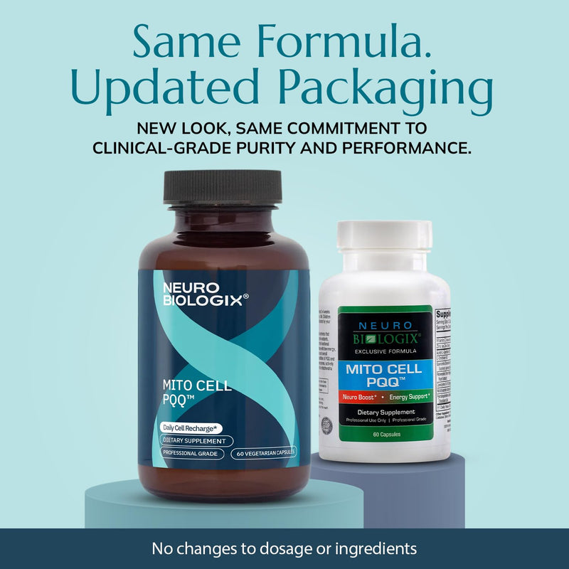 Neurobiologix Mito Cell PQQ Energy & Focus, CoQ10 & NADH, 60 Capsules | Vitamin C, Acetyl L-Carnitine & Antioxidants, Mitochondrial Support