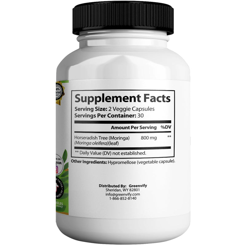 Moringa Magic Max Extra Strength Capsules, 800mg, 60 Veggie Capsules, Gluten Free, Sugar Free, Non-GMO, Made in USA (1) 1