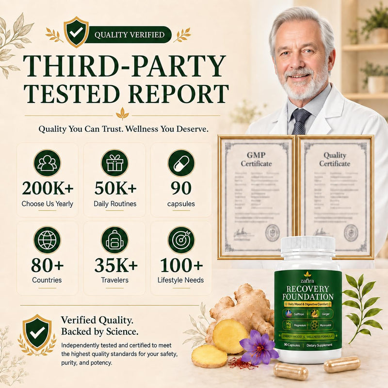 Zafira Organics Botanical Nutrient Blend Supplement, 90 Capsules | With saffron extract, myo-inositol, ginger extract, magnesium and L-theanine for balanced mood, focus and digestive comfor