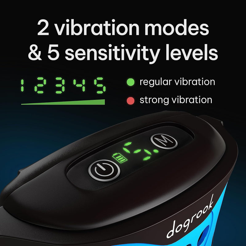 DogRook Dog Bark Collar - Rechargeable Smart Anti Barking Collar for Dogs - Waterproof No Shock Bark Collar for Small/Medium/Large Dogs - 5 Sensitivity Levels - Anti Bark Collar for Dogs - Dog Collar Blue - BeesActive Australia