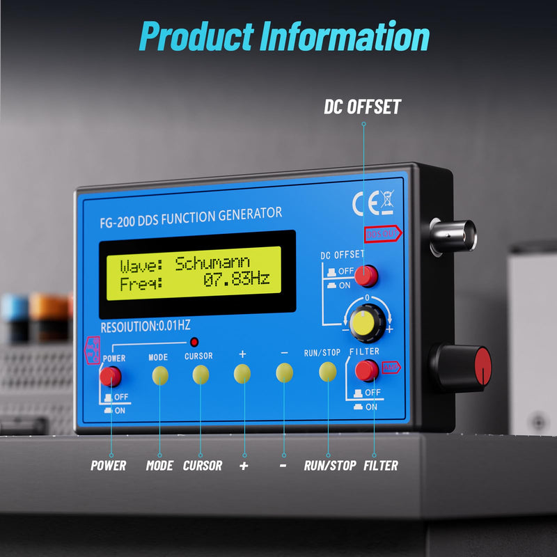 1Hz-500kHz DDS Signal Generator with Schumann Resonator, Portable Multifunction Waveform Generator with AC/DC Power, Ideal for Oscilloscope Calibration, Audio Testing, and Stress Relief - BeesActive Australia