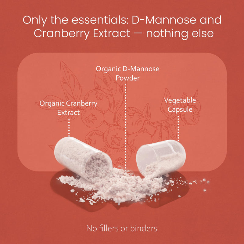 NaturaLife Labs Organic D-Mannose 1300 mg with Organic Cranberry Extract 100 mg per Serving – 100 Capsules – Non-GMO, Gluten-Free, Vegan 1 - BeesActive Australia