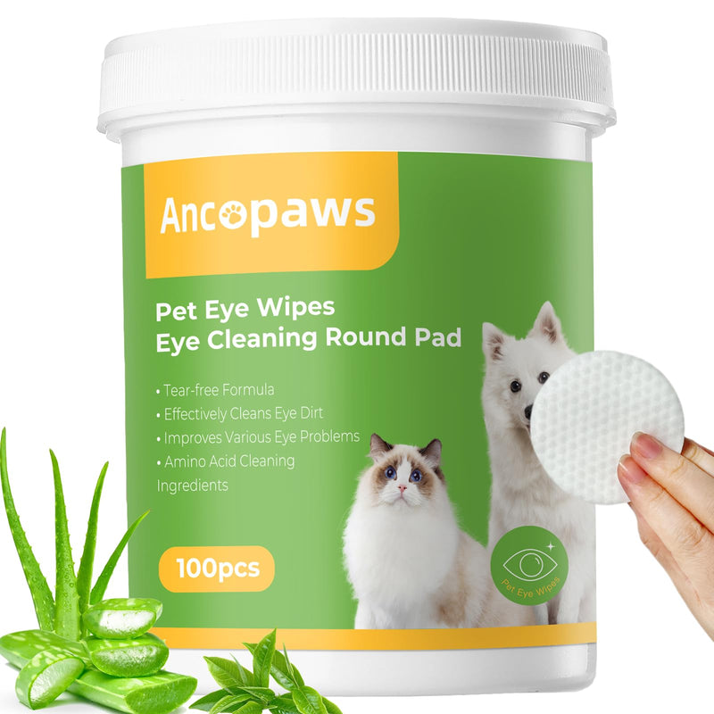 Hypoallergenic Eye Wipes for Dogs & Cats - Tear Stain Remover & Cleaner - Gently Removes Discharge, Crust, Mucus, Debris - Pet Cleaning Deodorizing Wipes for Wrinkle & Face - Natural, Unscent (100 Ct) 1