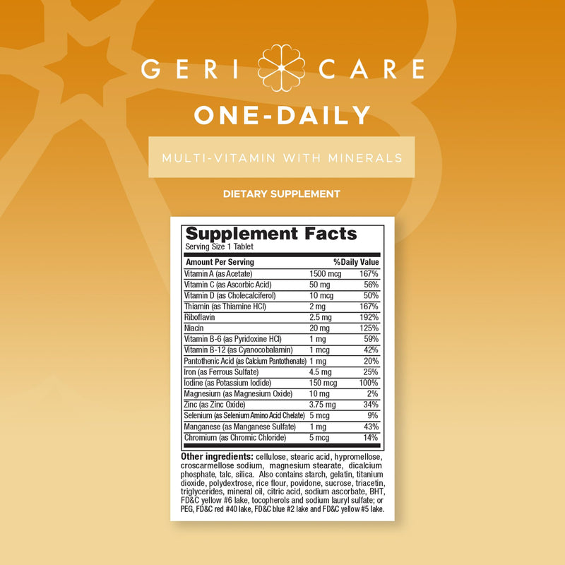 GeriCare One-Daily Multivitamins with Minerals for Men & Women (200 Tablets) High-Potency Multi-Vitamin & Multimineral Dietary Supplement for Immunity, Energy| Complete Daily Nutritional Support 200 Count (Pack of 1)
