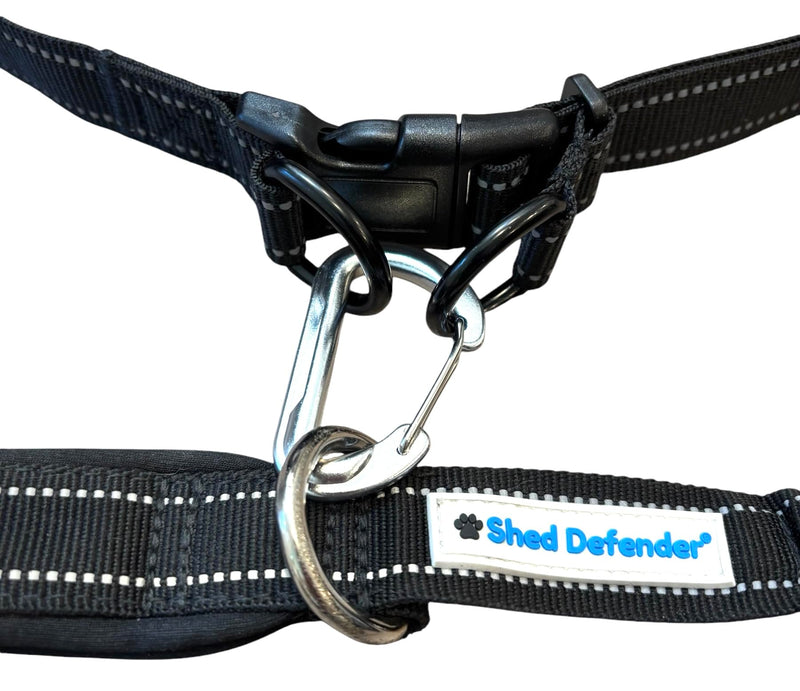 Shed Defender Hands Free Dog Leash Belt - Seen on Shark Tank - Attaches to Any Leash, Jogging & Running, Heavy Duty Buckle, Reflective Stitching, Adjustable one Size fits All, Designed in USA (Black) Black
