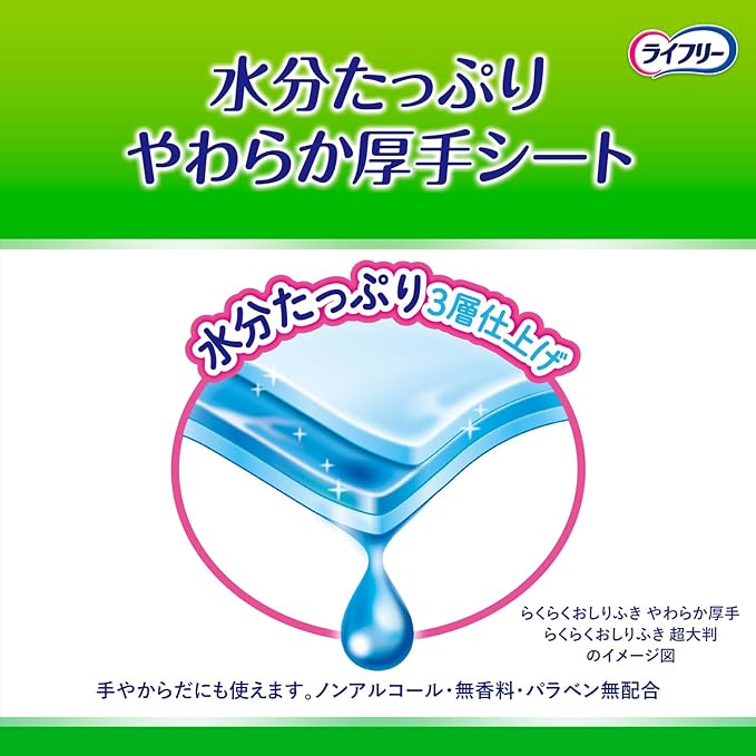 Lifeley Adult Wipes, Ultra Large Clean, 60 Sheets x 3, Bulk Purchase, 7.9 x 9.8 inches (20 x 25 cm) -  Australia