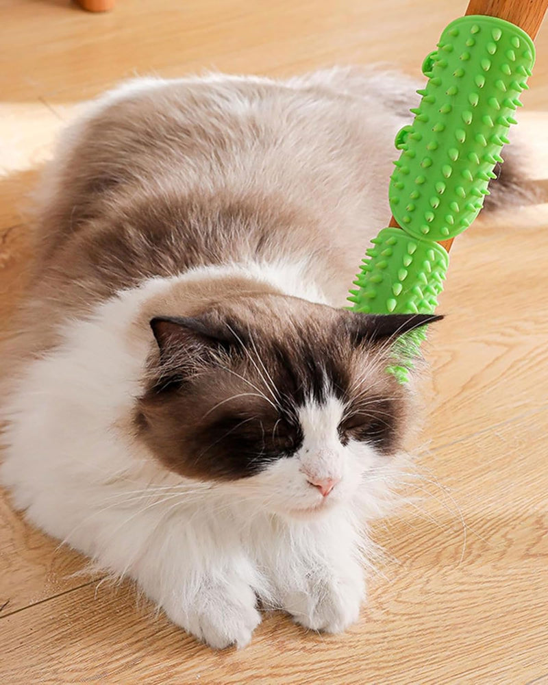 LOZTBUE 2pcs Self Cleaning Cat Brush, Silicone Cat Grooming Massage Hair Brush, Adjustable Cat Face Scratcher Table Legs Climbing Shelf, Dog Pet Scratching Gloves (Pink & Green) - BeesActive Australia