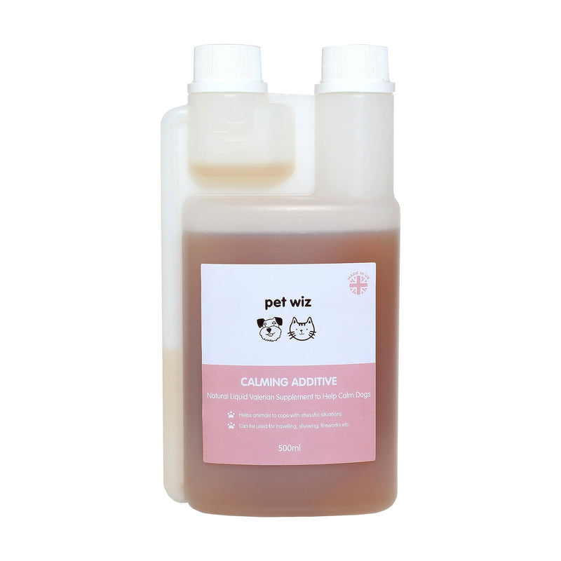 pet wiz Calming Additive for Dogs, Natural Valerian Supplement for Stressful Situations, 500ml, Made in UK.