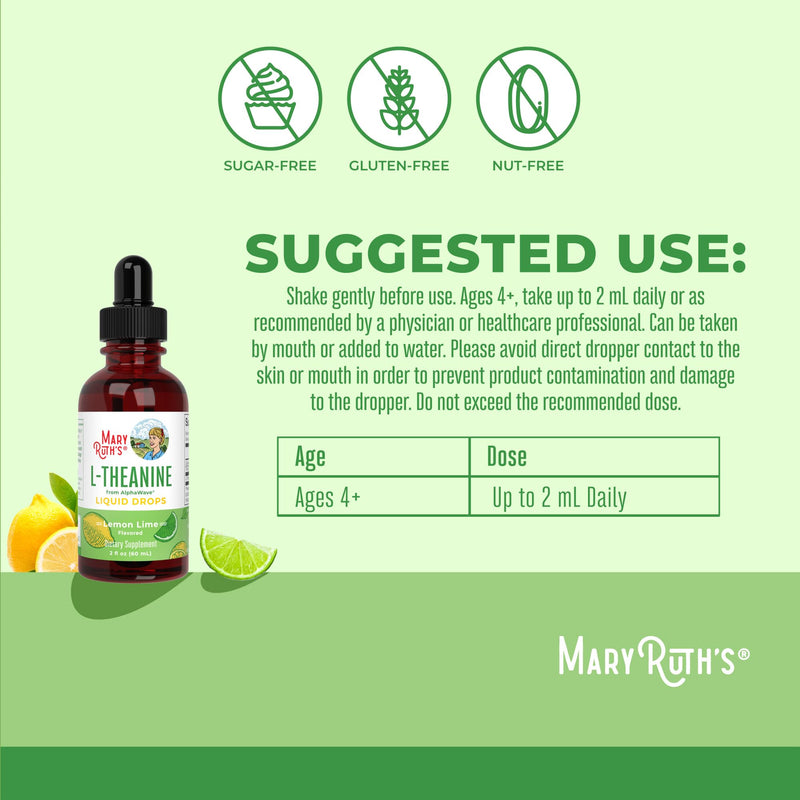 MARYRUTH'S L Theanine 200mg Liquid Drops | Mood Support for Adults & Kids | Focus Supplement | Natural Sleep Support | Vegan | Non-GMO | Gluten Free | 30 Servings (Pack of 2) 2 Fl Oz (Pack of 2)