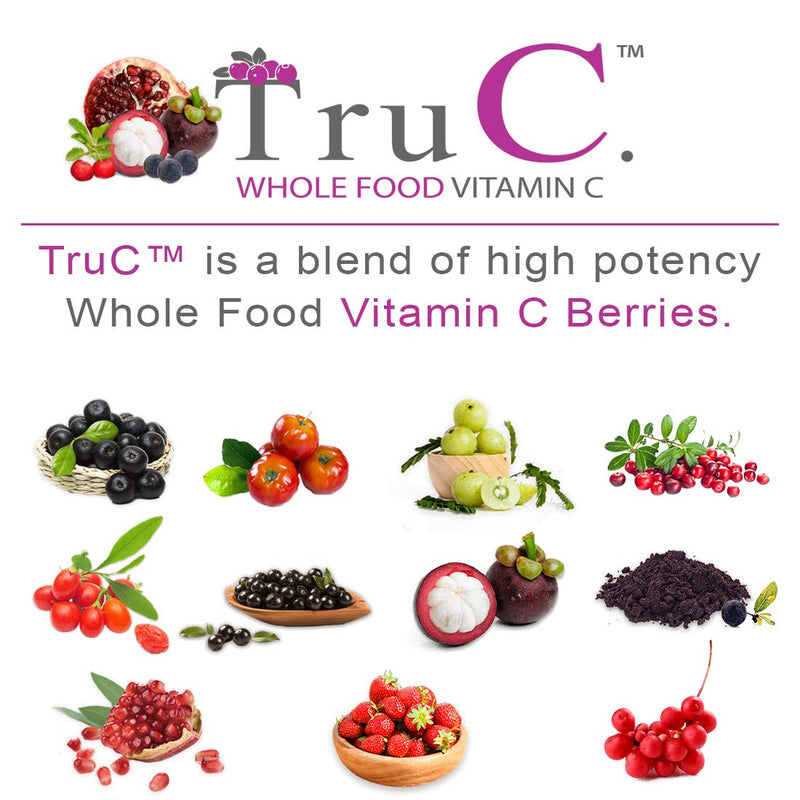 Whole Food Vitamin C Capsules from 11 Berries with Antioxidants, 60 Count | Plant-based TruC with bioflavonoids and polyphenols for immune, collagen and skin support; vegan, non-GMO and easy to digest 1