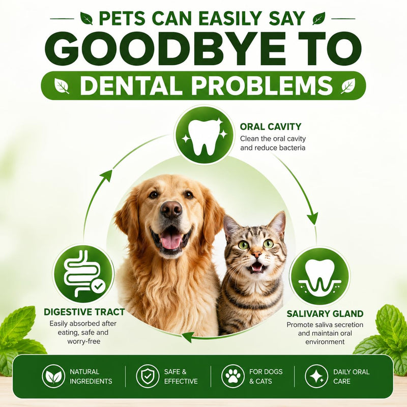 Dog Dental Powder for Dogs, Dog Teeth Cleaning Powder, Dental Powder for Dogs Teeth, Plaque & Tartar Remover, Dog Breath Freshener, Natural Oral Care, 60-Day Supply