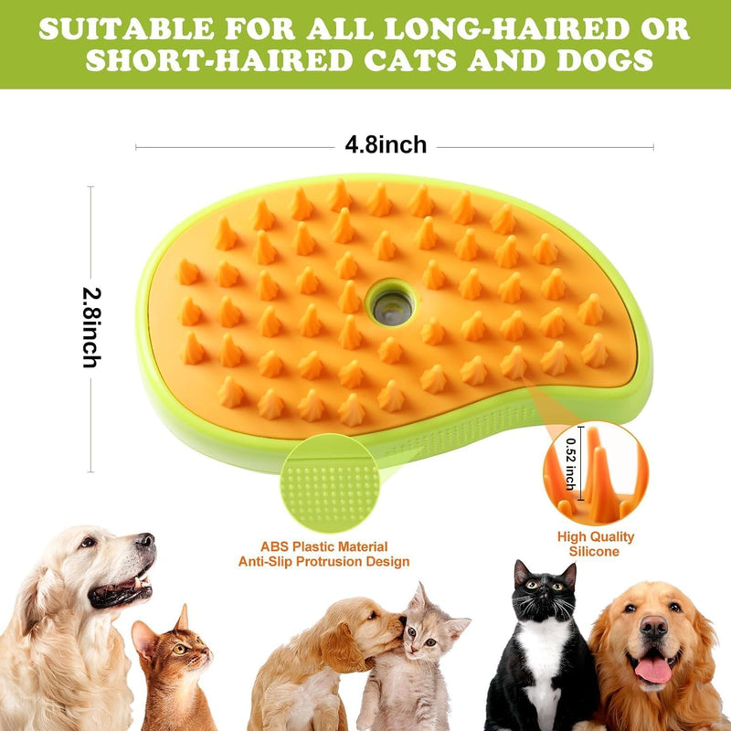 Cat Steam Brush, 3 In1 Spray Cat Brush, Self Cleaning Cat Steamy Brush, Cat Steamy Brush for Massage, Steam Pet Brush for Removing Tangled and Loosse Hair (Green) Green - BeesActive Australia