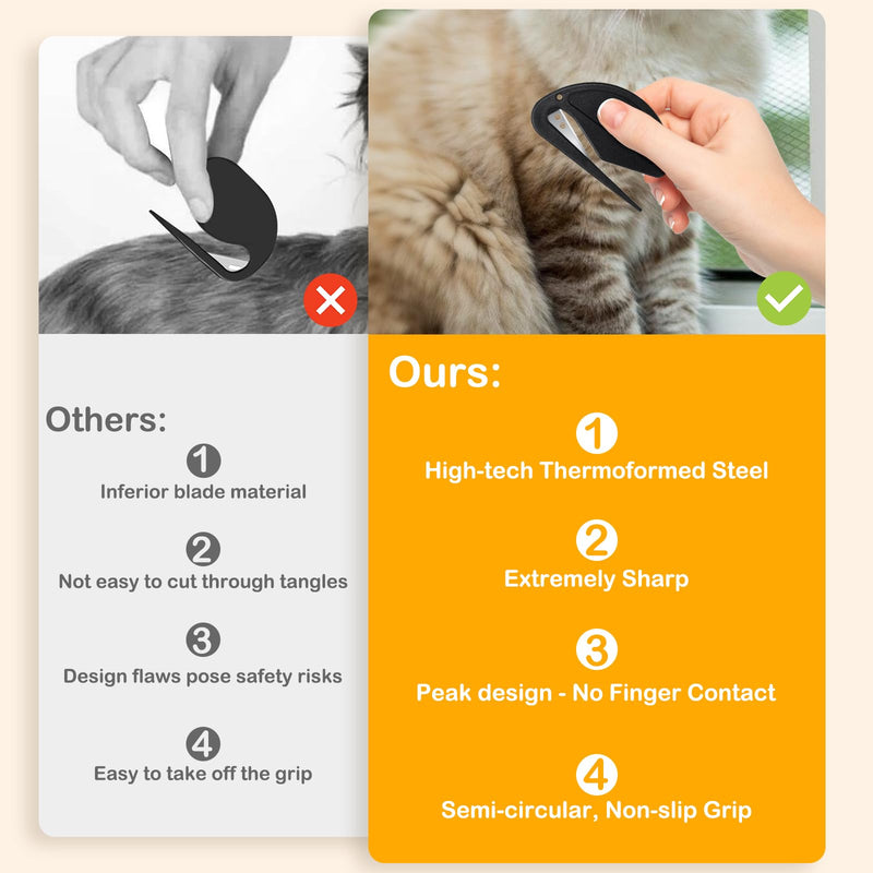 IUHFSIFS 2024 New Cat Detangling Knife【Made of High Quality Stainless Steel】Pet Knot Opener【Blade is Sharper】【Unique Design】Cat Matted Fur Removal, Pet Knotting Comb 02 Black & White - BeesActive Australia