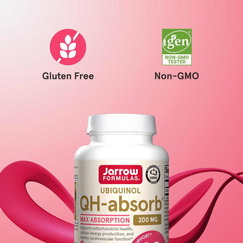 Jarrow Formulas QH-Absorb 200 mg - 60 Softgels - High Absorption Co-Q10 - Active Antioxidant Form of Co-Q10 - Supports Mitochondrial Energy Production and Cardiovascular Health - 60 Servings 1 Count (Pack of 60)