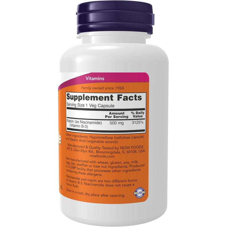 NOW Foods Supplements, Niacinamide (Vitamin B-3) 500 mg, Energy Production*, 100 Veg Capsules