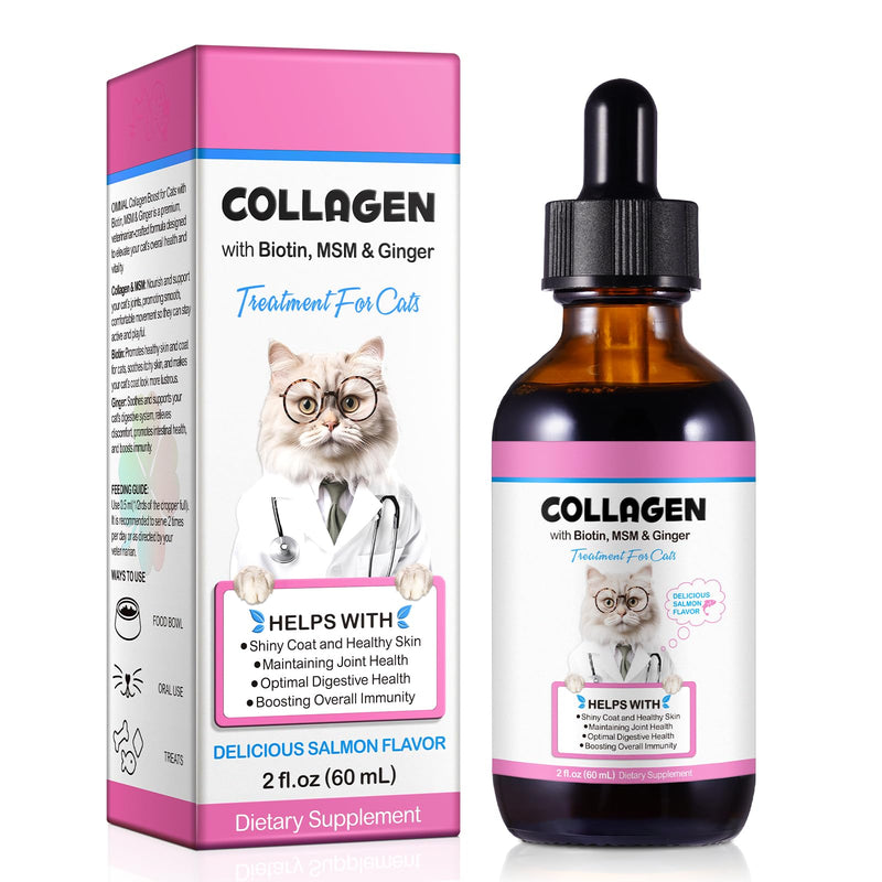Collagen for Cats, Liquid Collagen Drops for Cats - Supports Cat Skin & Coat Health, Digestive Health, Pet Supplies Cat Supplement Multivitamin - 60 ml