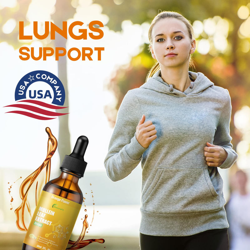 Mullein Drops for Lungs Liquid - Support Respiratory Herbal Supplement,Mullein Leaf Extract for Lungs Cleanse with Cordyceps, Marshmallow Root & Licorice Root Extract 2 fl oz 1 Pack