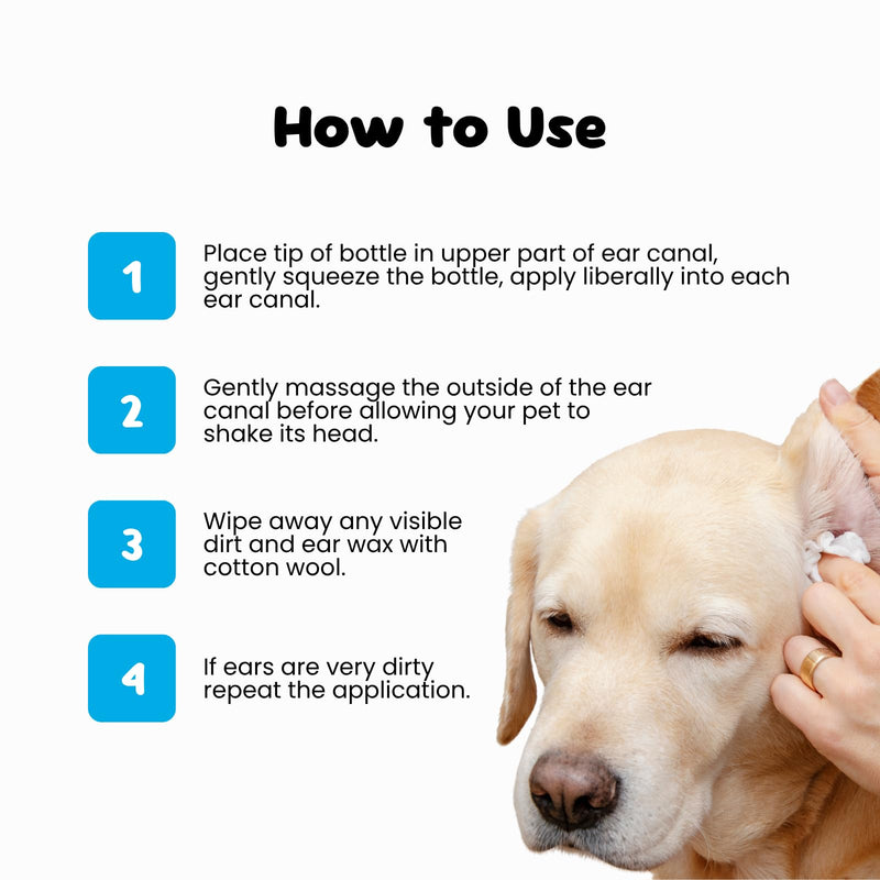 Natural Ear Cleaner for Dogs & Cats, with Citrus Extracts, Cleans, Deodorises & Soothes Itchy Ears, Removes Wax Build Up, Non-Toxic, Alcohol-Free Formula, Made in UK - 250ml