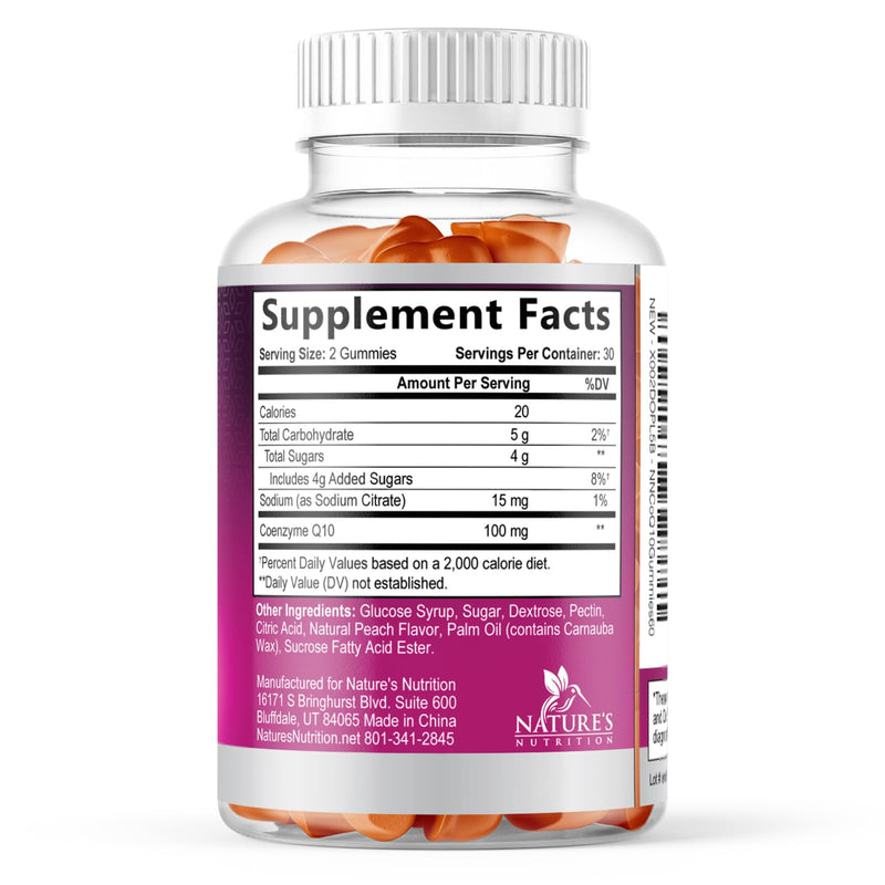 CoQ10 Gummies - Coenzyme Q10 100mg Per Serving - 3X Strength, High Absorption, Antioxidant Supplements for Heart Health Support & Energy Production, Ultra Coq 10 Vitamins Supplement - 60 Gummies 60 Count (Pack of 1)