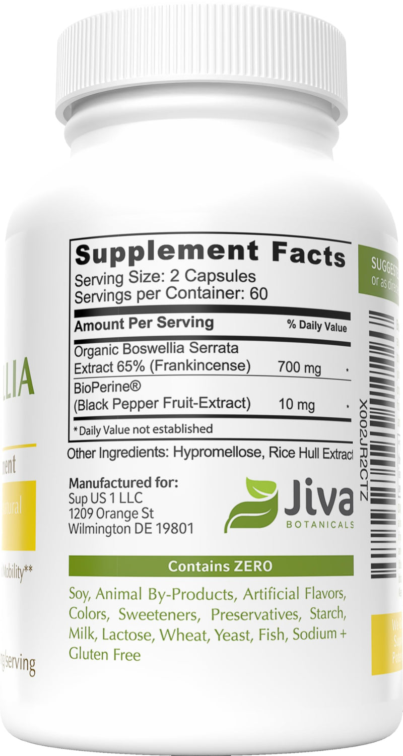 Boswellia Extract Capsules - Organic Boswellia Serrata Extract Capsules containing Frankincense Powder and Bioperene (Black Pepper Fruit Extract) - Boswellia Supplement - 120 Capsules - BeesActive Australia