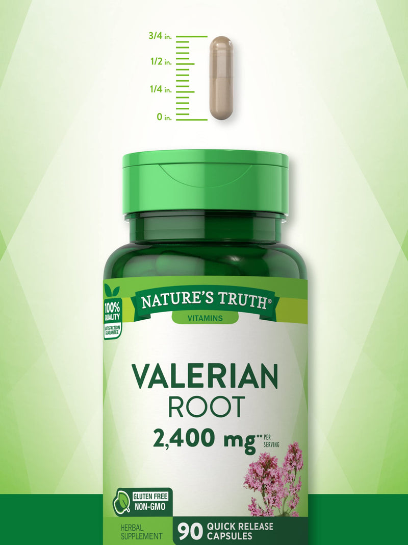 Nature's Truth Valerian Root Capsules | 2400mg | 90 Count | Non-GMO & Gluten Free Supplement 90 Count (Pack of 1) - BeesActive Australia