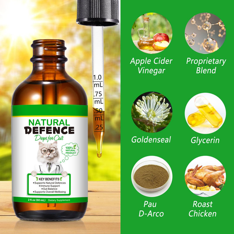 2Pack Cat Antibiotics, for Infections, Cough, & Teeth Moments, Pet Health Supplement Multivitamin Supports Allergy and Itch Relief, Herbal Supplement is Excellent for All Breeds and Ages, 2 oz*2Pack