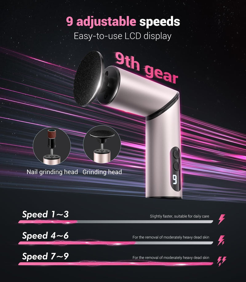 5-in-1 Professional Electric Callus Remover for Feet(Portable & Foldable), Removes 99.92% of Calluses in 3 Mins, Eectric Foot Callus Remover Pedicure Kits with 10 & 40 Grit Pads for Smooth Feet, Pink 01-pink - BeesActive Australia