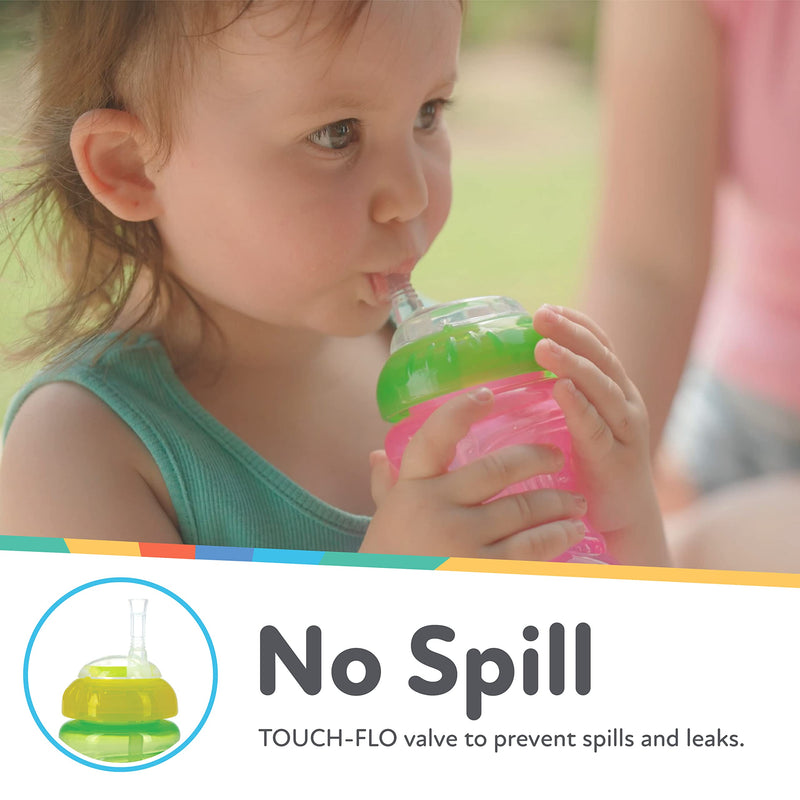 Nuby No-Spill Soft Straw Easy Grip Sippy Cup for Girls - (3-Pack) 10 Oz - 12+ Months Girl - BeesActive Australia