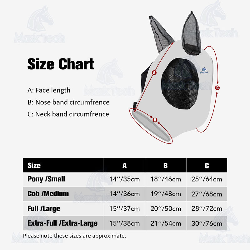 Mask Tech Horse Fly Mask Elasticity Breathable Fabric with UV Protection Soft Mesh for Horse Entwined Straps M Cob (Medium) - BeesActive Australia