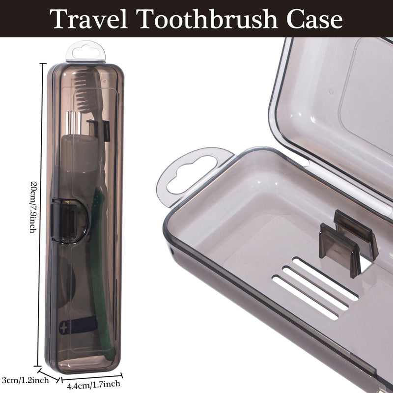 Toothbrush Travel Case 2 Pack, Clear Black Toothbrush Case Holder Travel Size Plastic Toothbrush Holder Toothpaste Storage Container Portable for Traveling, 7.87 x 1.85 x 1.18” 7.87 x 1.85 x 1.18" - BeesActive Australia