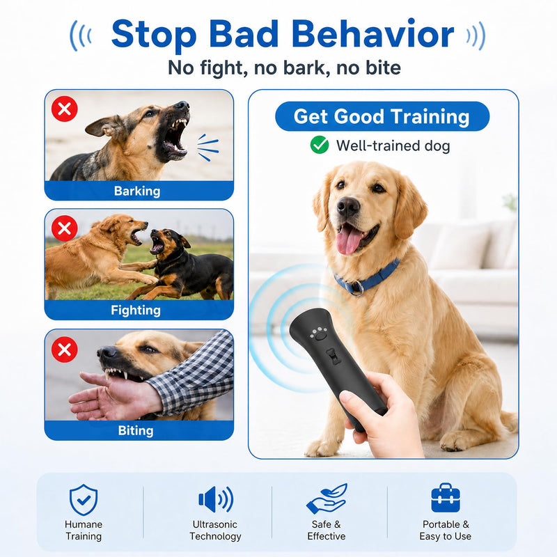 2026 Upgraded Anti Barking Device for Dogs, Ultrasonic Dog Bark Deterrent, Dog Bark Deterrent Devices, Best Anti-Barking Device, 3 Modes Safe Humane Indoor Outdoor Portable Training Tool