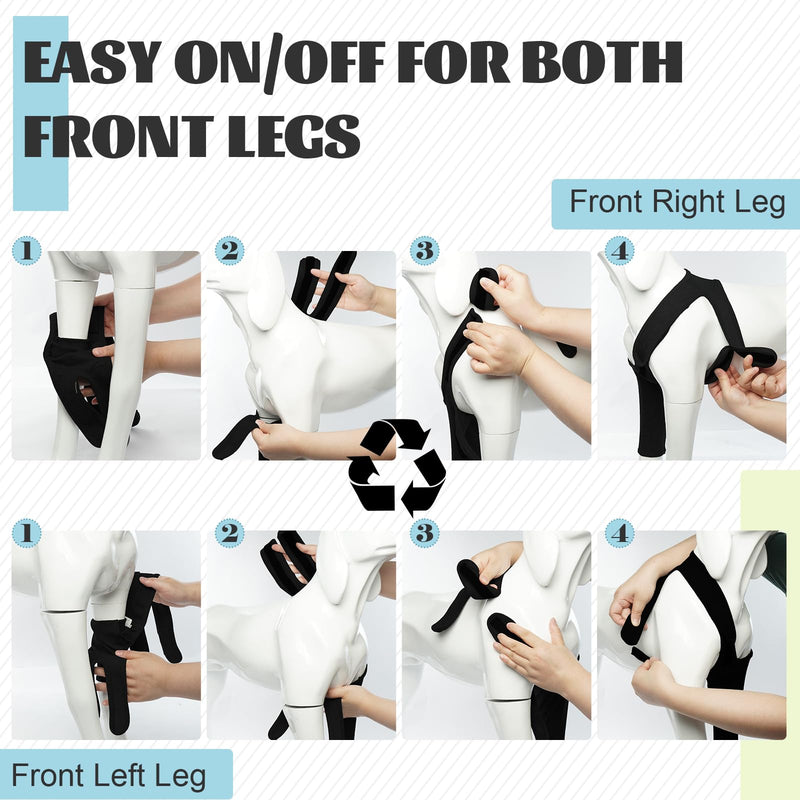 ROZKITCH Dog Recovery Sleeve Front Leg Right Left, Pet Prevent Licking Wound Elbow Knee Protector, Dog Recovery Suit Cone Collar Alternative for Sprain ACL CCL Arthritis Joint Care Black M M(Chest Girth:17.7"-24")