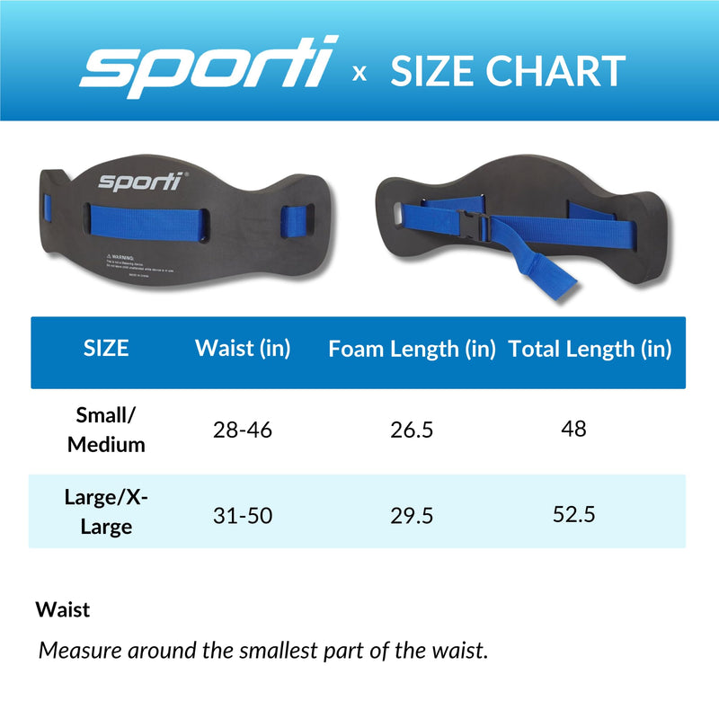 Sporti Swim Belts, Swim Float Jogbelt with Adjustable Belt for Water Fitness Exercises, Swimming Trainer Flotation Belt Fitness Belt - Blue Large/X-Large