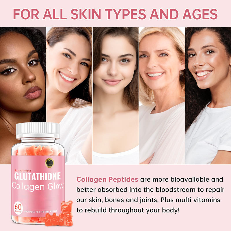 Glutathione Collagen Glow Gummies for Women, Glutathione Collagen Glow Gummies for Dark Spot, 60/120Pcs Korean Organic Glow Beauty Collagen for Skin Care(2) 2
