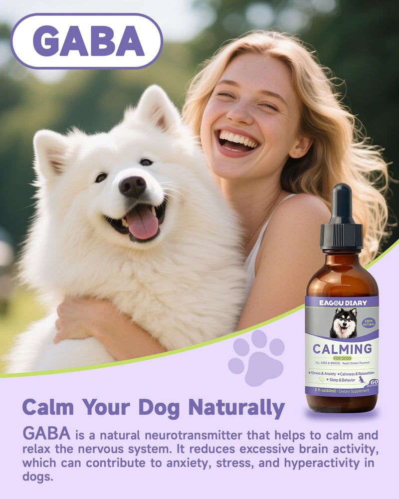 Eagou Diary Cat & Dog Ear Cleaner Gentle Cat & Dog Ear Cleaning Solution - Dog Calming Drops Anxiety and Stress Relief for Dogs