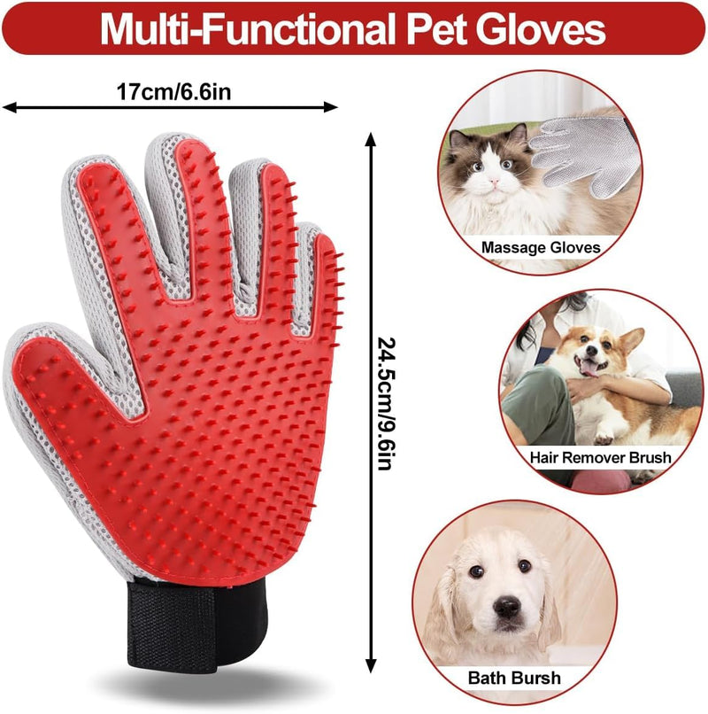 1 pair of cat gloves, cat gloves grooming, double-sided cat brush glove, fur glove for cats, pet glove for short hair and long hair - BeesActive Australia